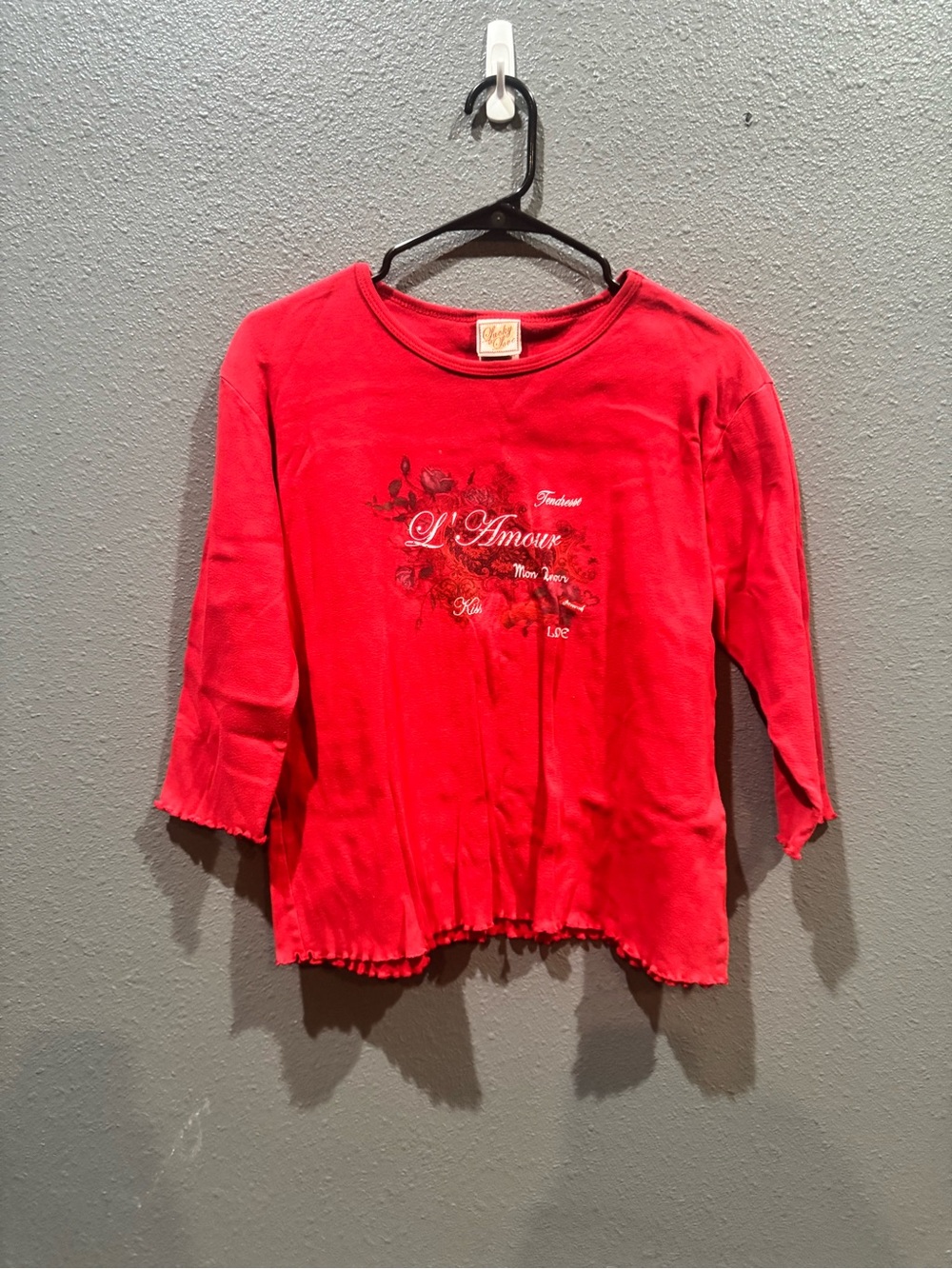 Lucky in Love Red Long Sleeve 'L'Amour' Graphic Tee